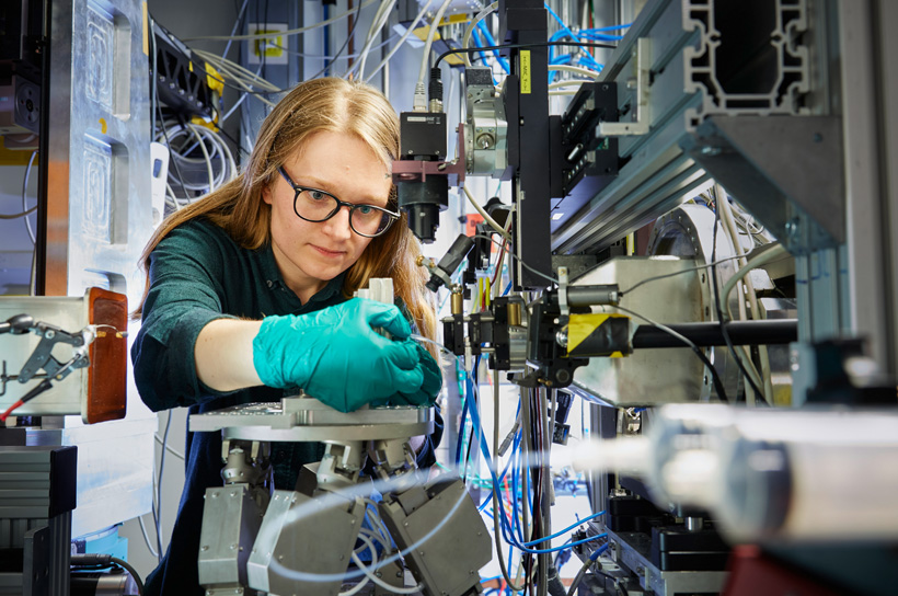 A researcher works at a measuring station.