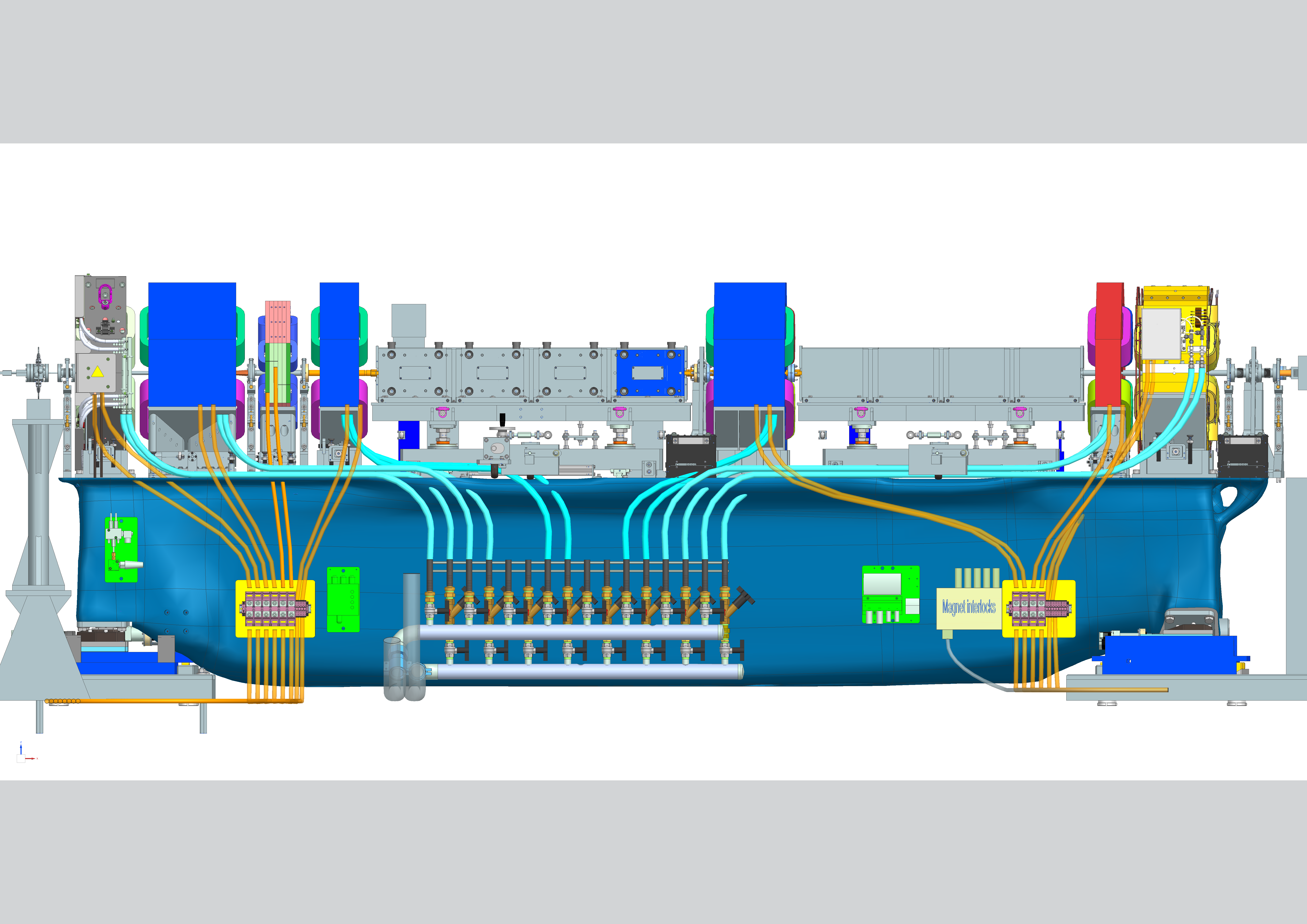 CAD drawing of the blue base frame